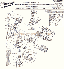Part Location Diagram of 23-66-2741 Milwaukee Switch and Cordset Kit