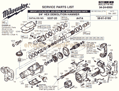 Part Location Diagram of 44-90-0019 Milwaukee Retaining Ring