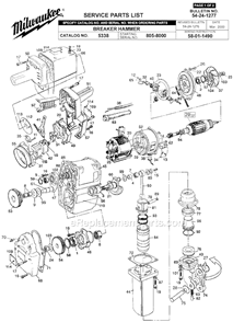 Page A Diagram and Parts List for 5338 SER 805-8000 Milwaukee Demolition Hammer