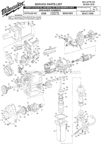 Page A Diagram and Parts List for 5338 SER 805A1001 Milwaukee Demolition Hammer
