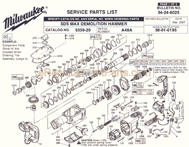 Part Location Diagram of 44-66-0016 Milwaukee Adjusting Plate