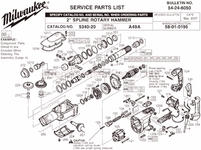 Part Location Diagram of 02-50-1213 Milwaukee Needle BRG
