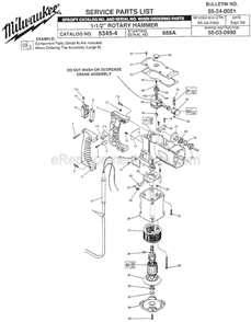 Page A Diagram and Parts List for 5345-4 SER 688A Milwaukee Demolition Hammer