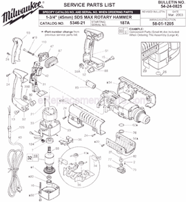 Page A Diagram and Parts List for 5346-21 SER 187A Milwaukee Demolition Hammer
