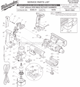 Page A Diagram and Parts List for 5346-21 SER 187B Milwaukee Demolition Hammer