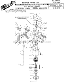 Page A Diagram and Parts List for 5347-4 SER 688-104979 Milwaukee Demolition Hammer