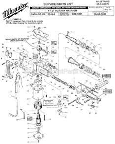 Page A Diagram and Parts List for 5349-5 SER 688-1001 Milwaukee Demolition Hammer