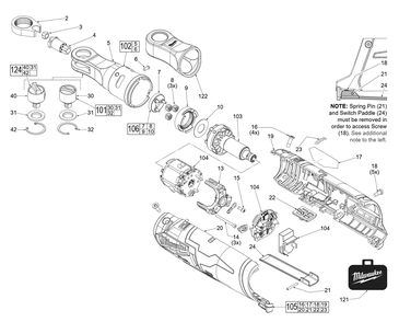Fig-0 Diagram and Parts List for 2567-20 L83A Milwaukee Cordless Drill