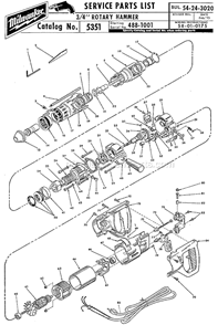 Page A Diagram and Parts List for 5351 SER 488-1001 Milwaukee Demolition Hammer