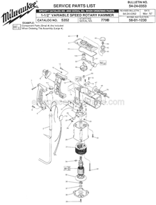Page A Diagram and Parts List for 5352 SER 779B Milwaukee Demolition Hammer