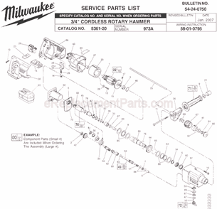 Part Location Diagram of 44-60-1150 Milwaukee Roller Pin