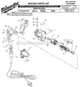 Part Location Diagram of 23-66-2126 Milwaukee Switch