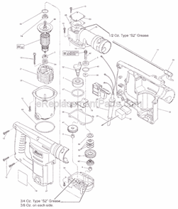 Page B Diagram and Parts List for 5362-1 SER 707C Milwaukee Demolition Hammer