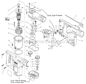 Page B Diagram and Parts List for 5363-4 SER 707-1001 Milwaukee Demolition Hammer