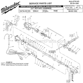 Page A Diagram and Parts List for 5366-4 SER 794B Milwaukee Demolition Hammer