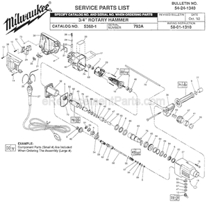 Page A Diagram and Parts List for 5368-1 SER 793-A Milwaukee Demolition Hammer