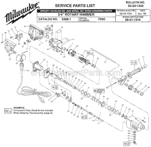 Page A Diagram and Parts List for 5368-1 SER 793C Milwaukee Demolition Hammer