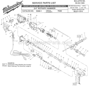 Part Location Diagram of 14-20-0445 Milwaukee Switch Assembly