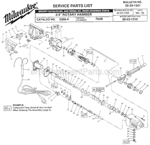 Page A Diagram and Parts List for 5368-4 SER 793B Milwaukee Demolition Hammer