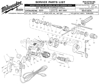Part Location Diagram of 23-66-1340 Milwaukee TSC Switch
