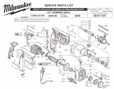 Part Location Diagram of 48-66-2110 Milwaukee Chuck Key