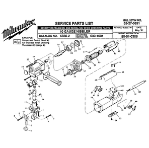 Fig-0 Diagram and Parts List for 6880-2 630-1001 Milwaukee Nibbler & Shears