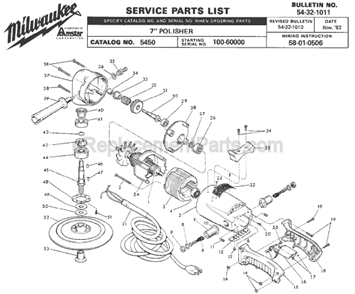 Part Location Diagram of 49-40-0390 Milwaukee Disc Nut