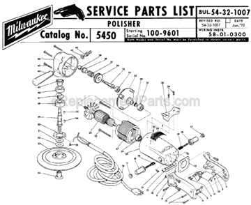 Page A Diagram and Parts List for 5450 SER 100-9601 Milwaukee Sander Polisher