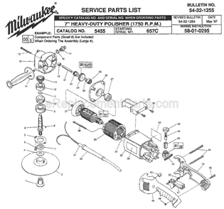 Page A Diagram and Parts List for 5455 SER 657C Milwaukee Sander Polisher