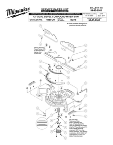 Fig-0 Diagram and Parts List for 6950-20 B27B Milwaukee Saw