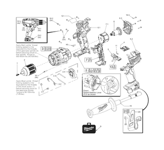 M18 Fuel Compact 1/2-Inch Hammer-Drill Diagram and Parts List for 2604-22 D56D Milwaukee Hammer Drill
