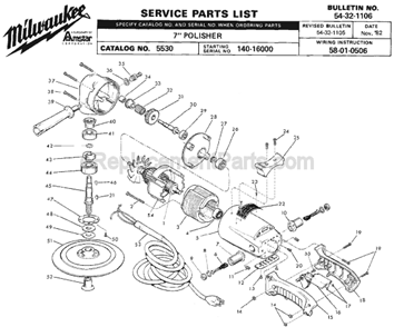 Page A Diagram and Parts List for 5530 SER 140-16000 Milwaukee Sander Polisher
