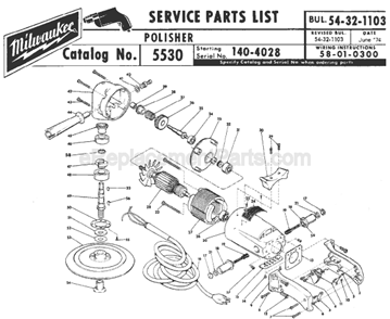 Page A Diagram and Parts List for 5530 SER 140-4028 Milwaukee Sander Polisher