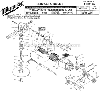Page A Diagram and Parts List for 5535 SER 677-26450 Milwaukee Sander Polisher
