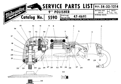 Page A Diagram and Parts List for 5590 SER 47-4691 Milwaukee Sander Polisher
