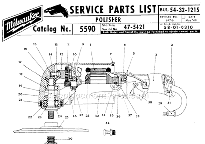 Part Location Diagram of 38-50-1751 Milwaukee Spindle