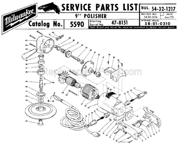 Page A Diagram and Parts List for 5590 SER 47-8151 Milwaukee Sander Polisher