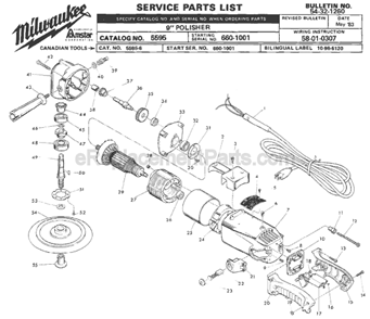 Part Location Diagram of 28-14-0615 Milwaukee Gear Case Assembly