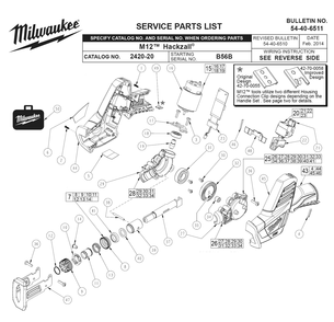 Fig-0 Diagram and Parts List for 2420-21 B56B Milwaukee Saw