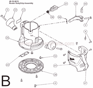 Page B Diagram and Parts List for 5615-29 SER 279B Milwaukee Router