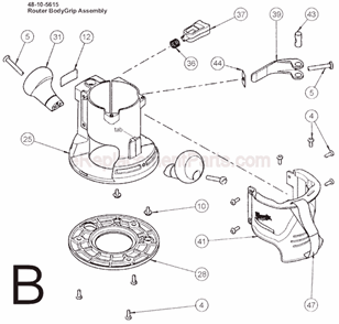 Page B Diagram and Parts List for 5616-20 SER A19A Milwaukee Router