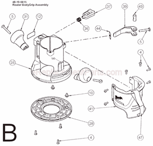 Page B Diagram and Parts List for 5616-29 SER A19A Milwaukee Router