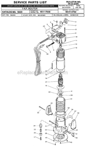 Page A Diagram and Parts List for 5620 SER 451-17500 Milwaukee Router