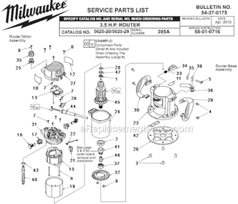 Part Location Diagram of 48-66-1010 Milwaukee 1/2 Collet