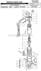 Page A Diagram and Parts List for 5660 SER 452-19550 Milwaukee Router
