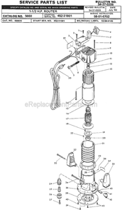 Page A Diagram and Parts List for 5660 SER 452-31801 Milwaukee Router