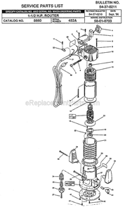 Page A Diagram and Parts List for 5660 SER 452A Milwaukee Router