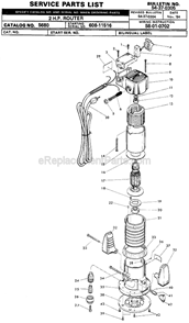 Page A Diagram and Parts List for 5680 SER 608-11516 Milwaukee Router