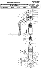 Page A Diagram and Parts List for 5680 SER 608A Milwaukee Router