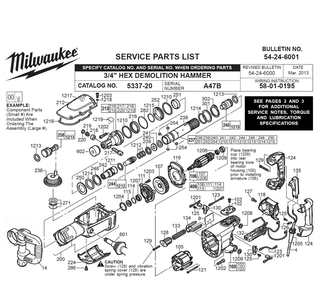 Fig-0 Diagram and Parts List for 5337-20 A47B Milwaukee Demolition Hammer